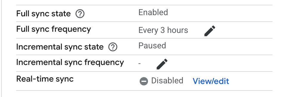 Melihat dan mengedit setelan sinkronisasi real-time