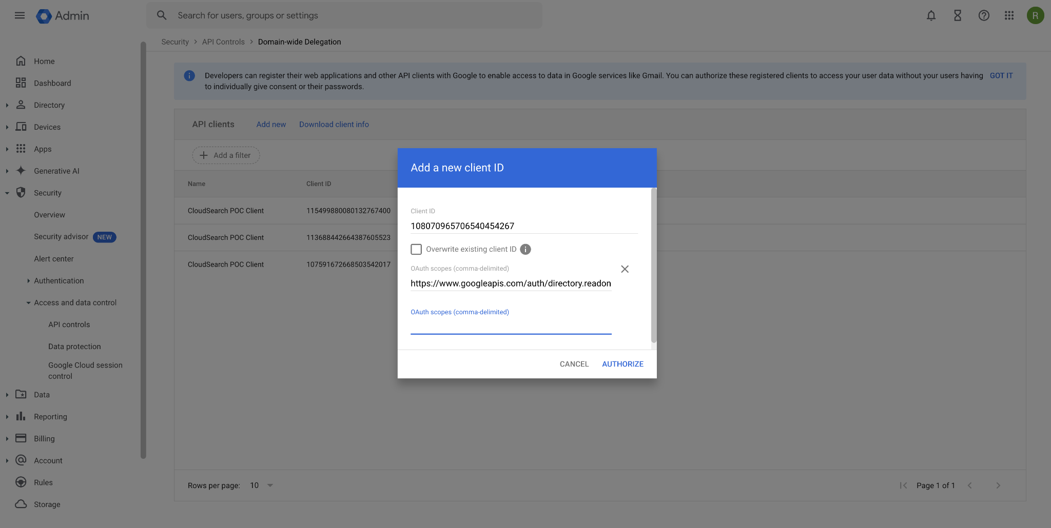 Configure as definições de delegação ao nível do domínio.