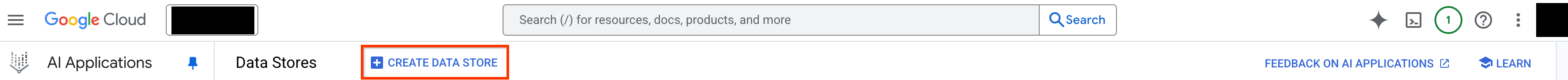 Shows the create data store button.