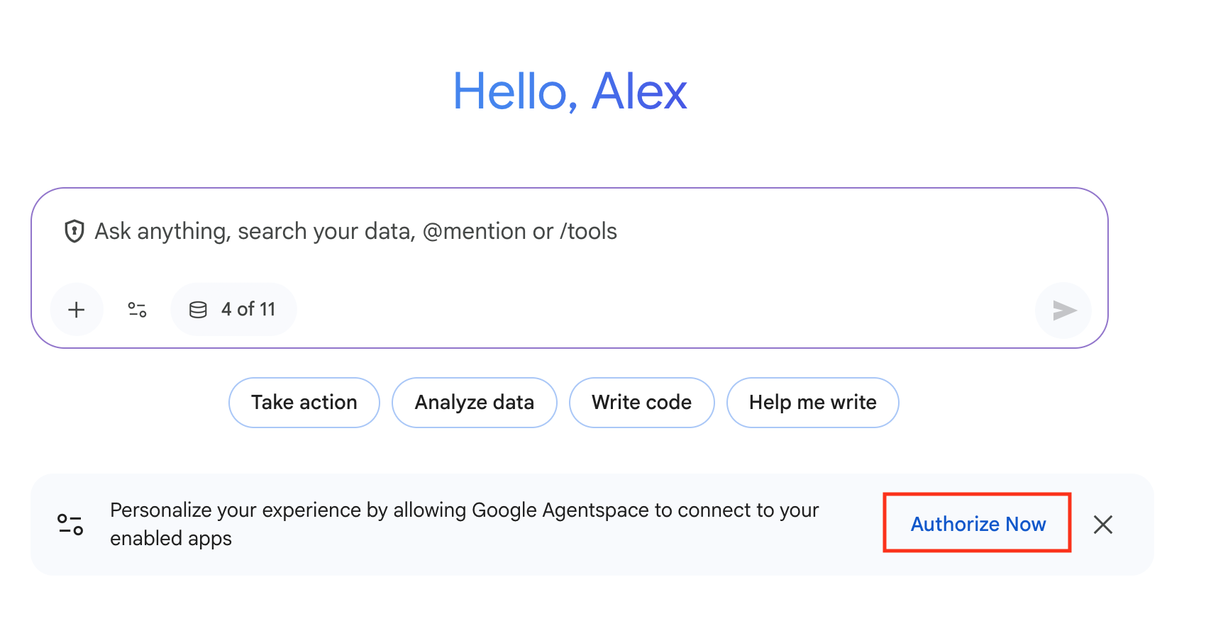 This image shows the Authorize Now button for new users.
