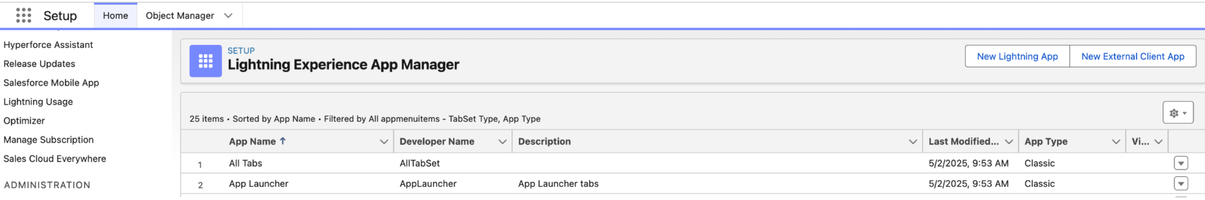 „New external client app“ (Neue externe Client-App)