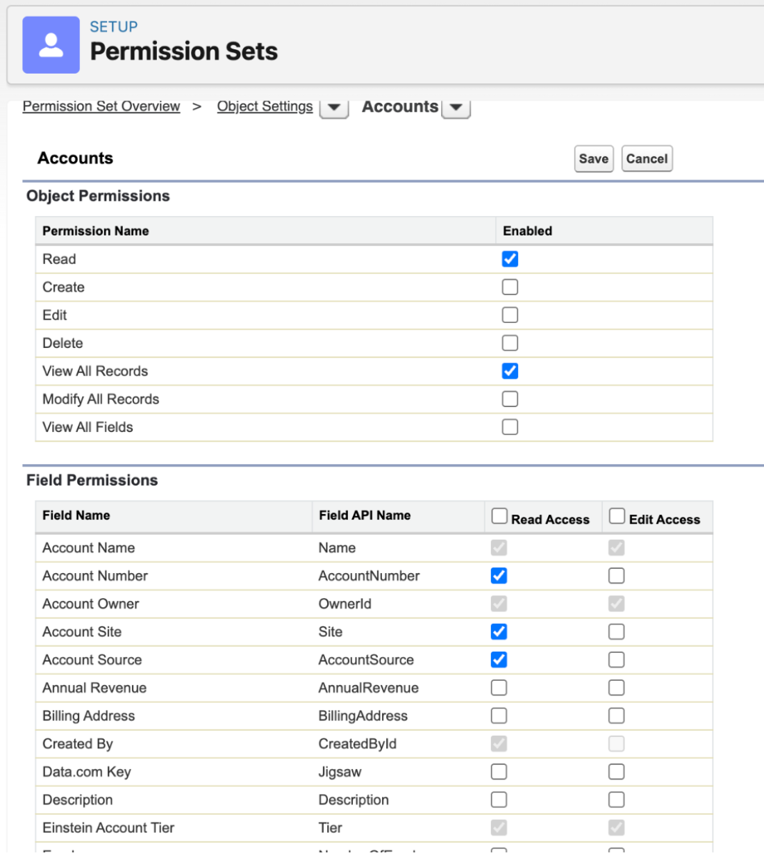 Object settings - Permissions