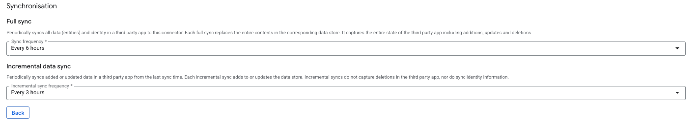 Setting sync frequency