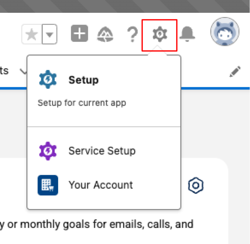 选择 Salesforce 应用的设置