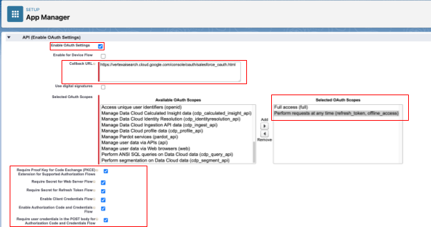 Ative e configure as definições de OAuth