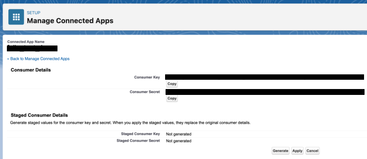 Consumer-Key und -Secret kopieren