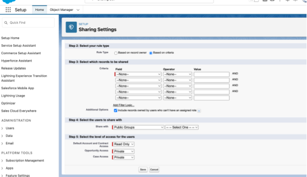 Configuración de uso compartido para entidades