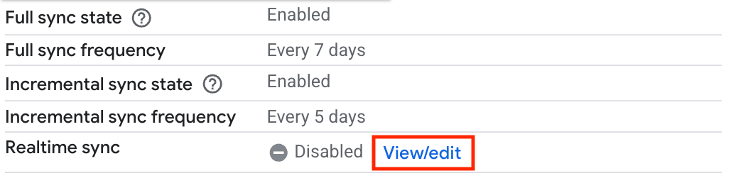 Melihat dan mengedit setelan sinkronisasi real-time