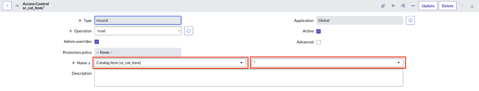 Enter sc_cat_item.* in the Name field
