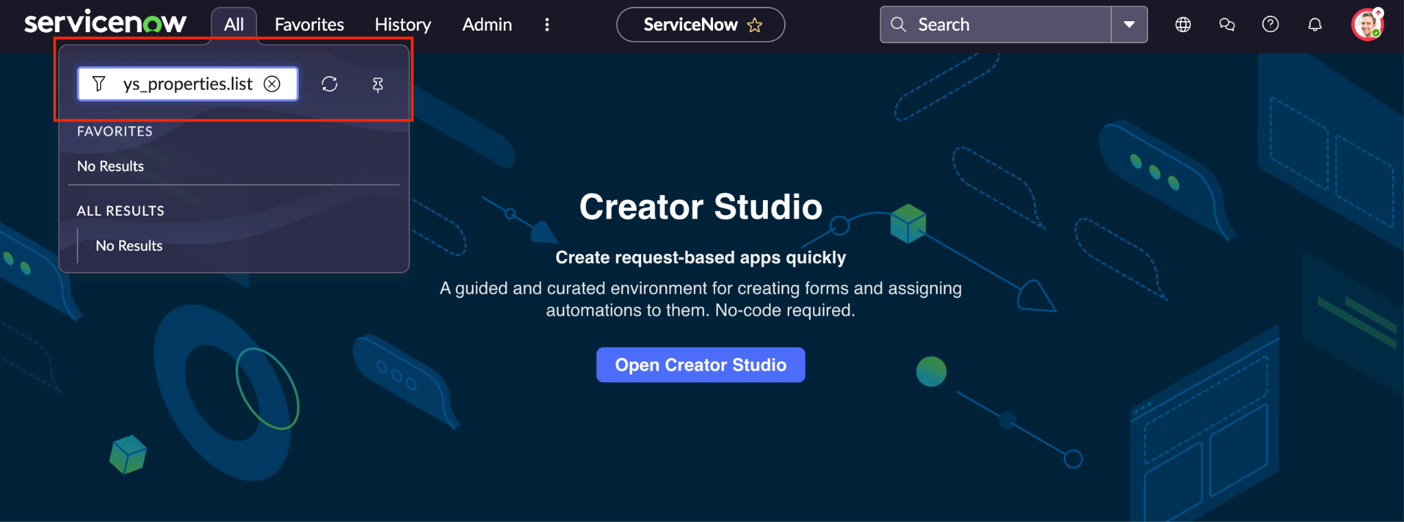 Systemeigenschaften in ServiceNow suchen
