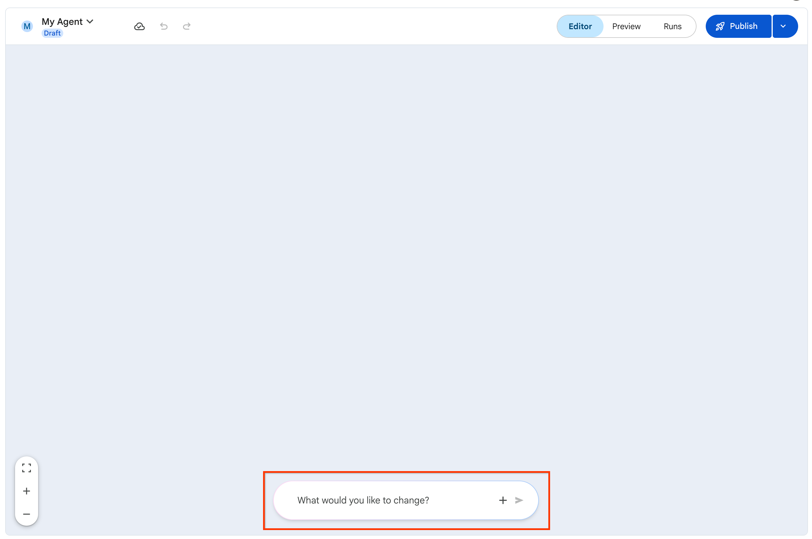 A conversational designer interface within the workflow canvas.