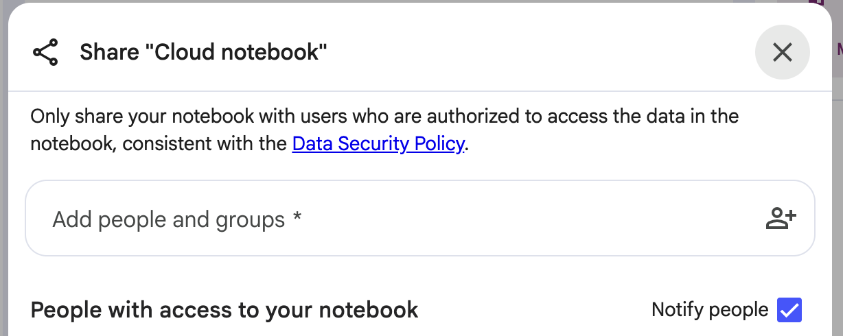 Add people and groups field in the share notebook dialog.