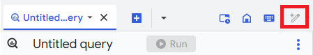 Link zum SQL-Assistenten im BigQuery-Abfrageeditor.