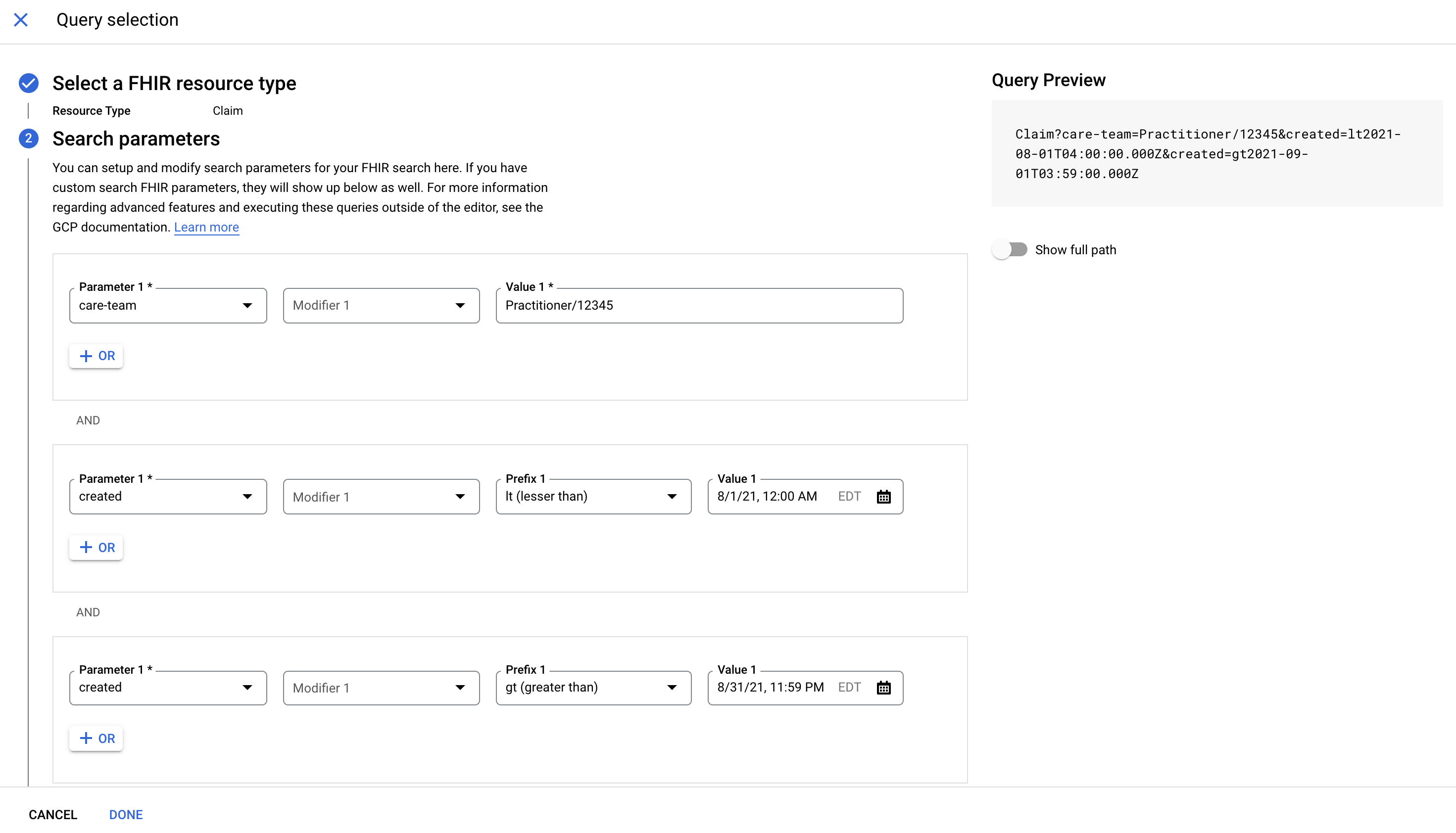 FHIR advanced search query FHIR advanced search query