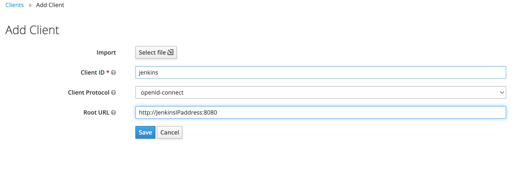 Keycloak aggiungi client.