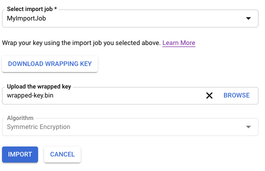 Importe a versão da chave