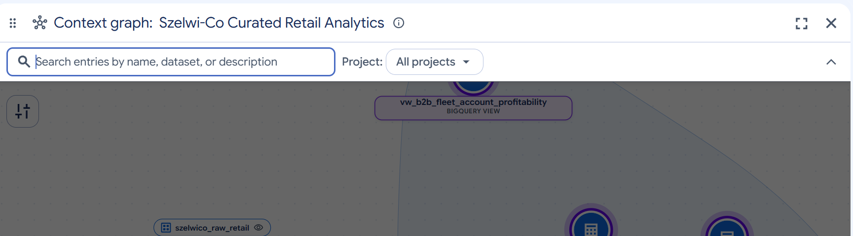 畫布標頭中的「搜尋項目」欄位