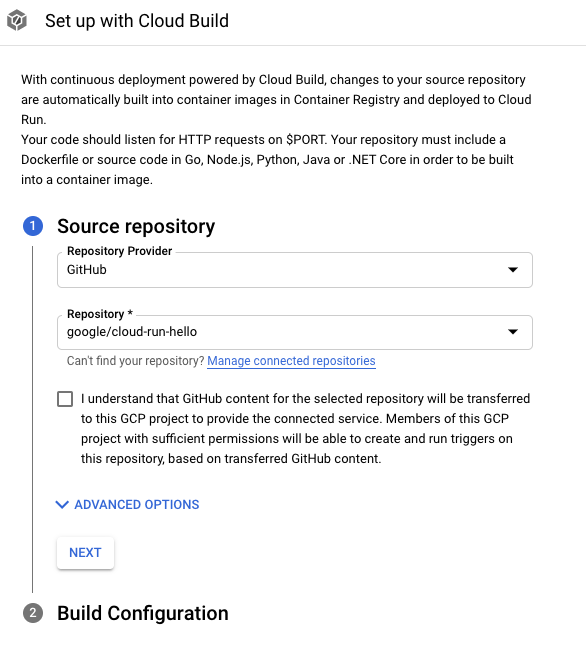 Configure a implementação contínua (passo 1)
