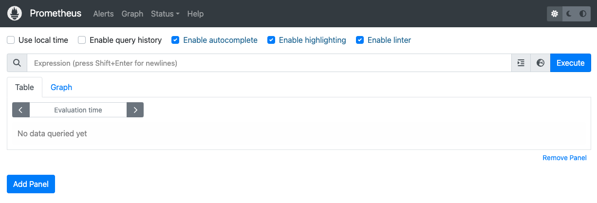 Captura de pantalla de la IU web de Prometheus Captura de pantalla de la IU web de Prometheus