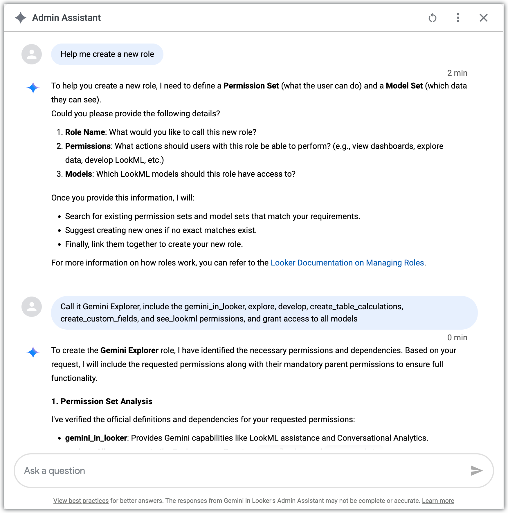 Asisten Admin membantu membuat peran Looker baru