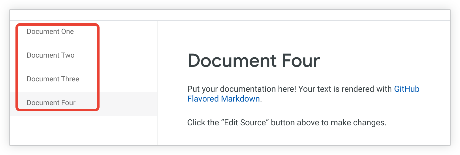 A barra lateral lista os documentos em ordem numérica, e o documento "Não mostrar" não aparece mais.