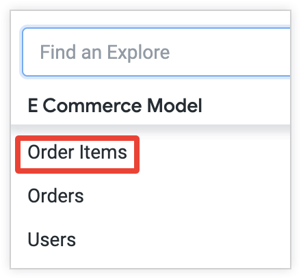 Elementi dell'ordine viene visualizzato nell'elenco di esplorazioni nel menu Esplora.
