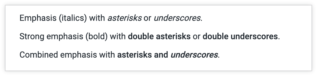 Eine Textkachel mit fett formatiertem und kursiven Text.