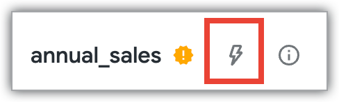 Ein Explore-Name mit dem Blitzsymbol für den Schnellstart.