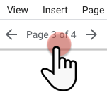Ein Nutzer bewegt den Mauszeiger in der Berichtsnavigation auf den Text „Seite 3 von 4“.