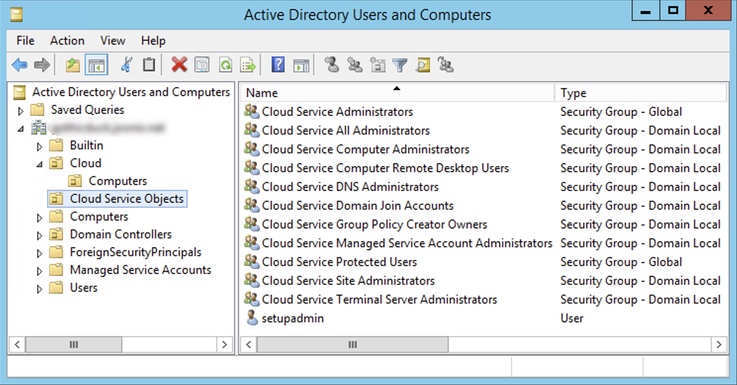 Unidad organizativa de objetos de servicio de Cloud
