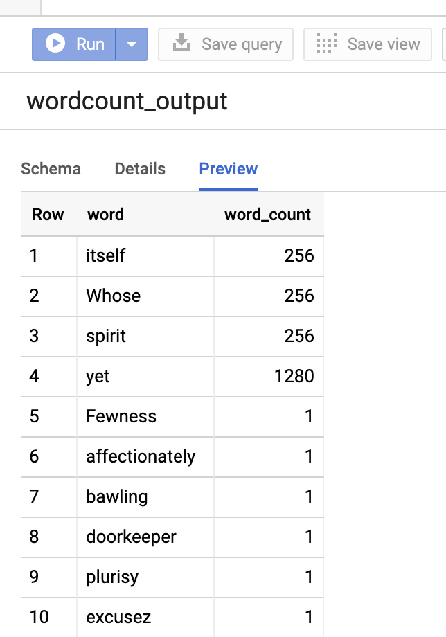 在 Cloud 控制台的 BigQuery 探索器页面中预览表。