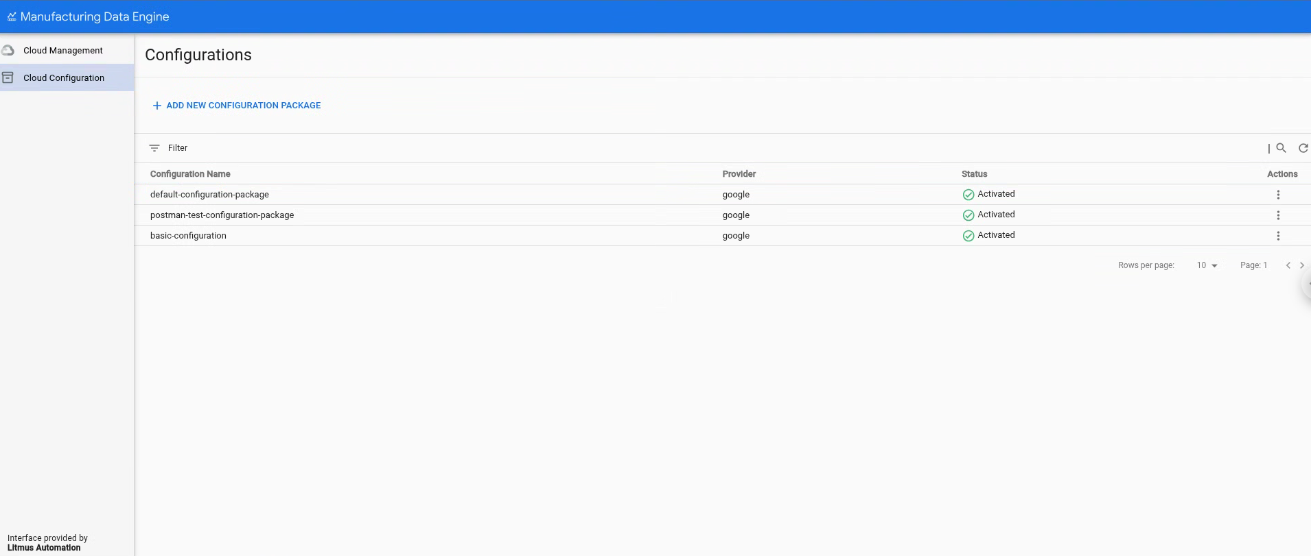 Lists configuration package