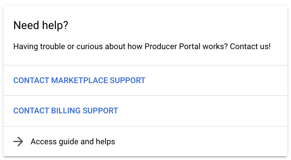 Riquadro Guida della pagina Panoramica del Producer Portal