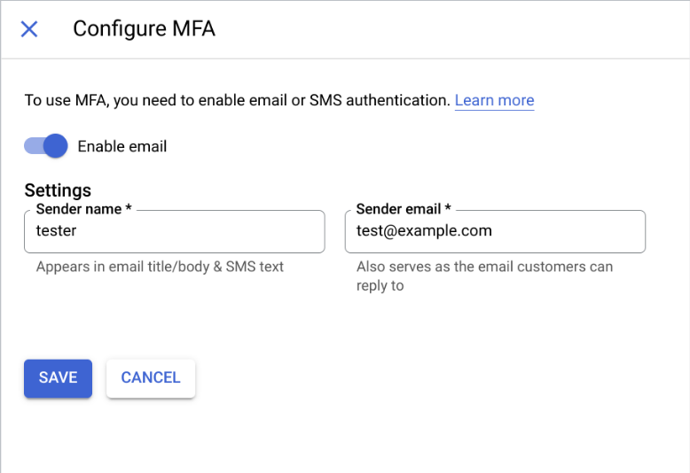 Configuración de la MFA