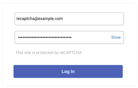 'reCAPTCHA로 보호됨' 메시지의 예