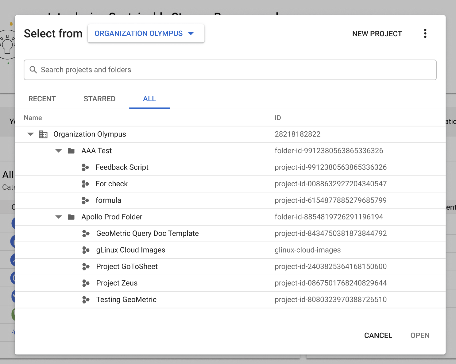 Pantalla de selección de permisos