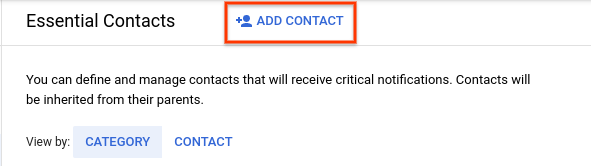 Capture d'écran de l'option de menu "Ajouter un contact" sur la page "Contacts essentiels"