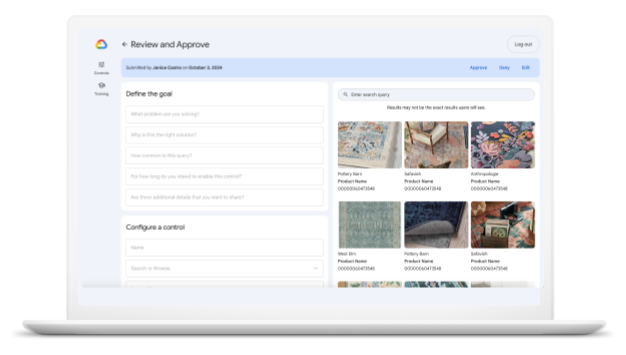 Tampilan kontrol Merchandiser (Penyetuju) di konsol