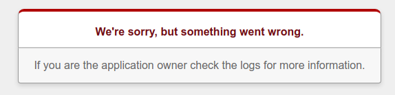 Captura de pantalla de un mensaje de error de la app de Rails nueva