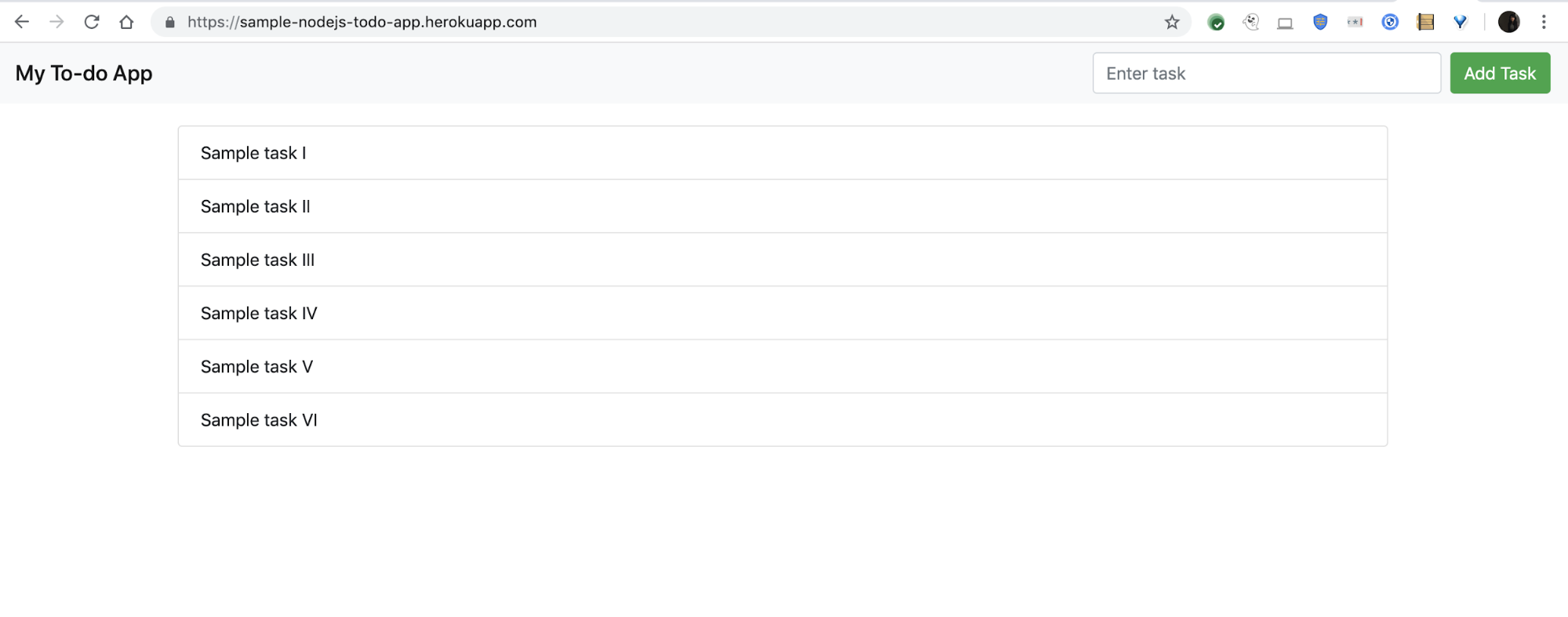 Aplicación de tareas pendientes en el navegador web.