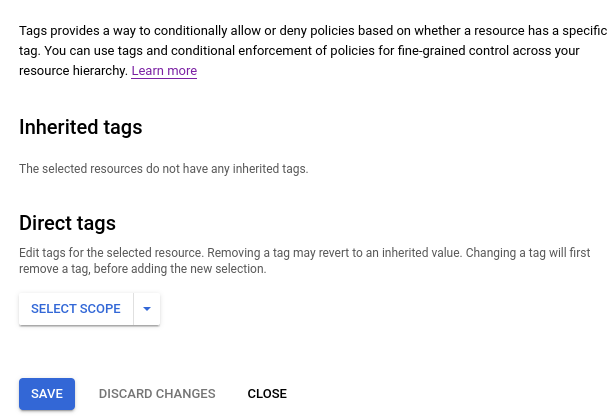 מסוף Cloud Run Google Cloud שבו מוצג לוח התגים לצירוף ולהסרה של תגי שירות.