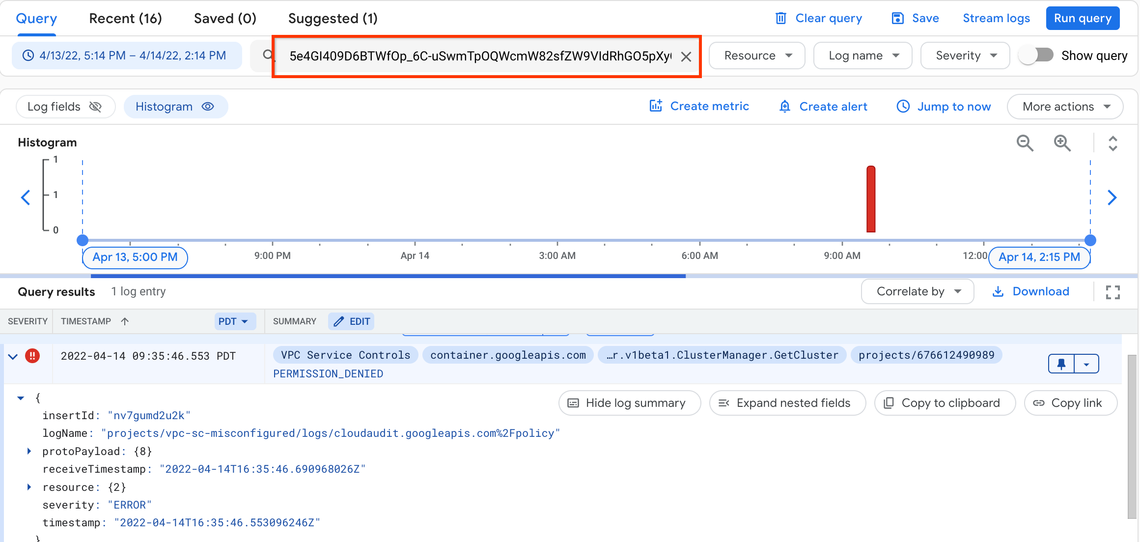 Menelusuri berdasarkan UID error
