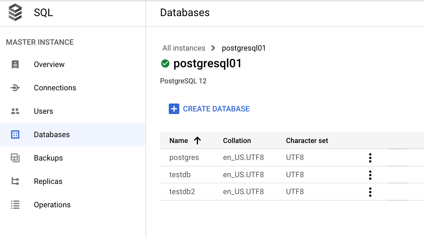 Mengelola database melalui Konsol Google Cloud .