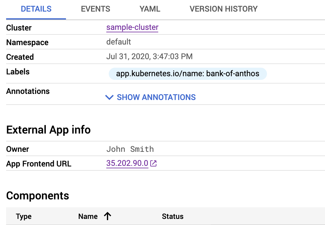 L'indirizzo IP è etichettato come URL frontend app.