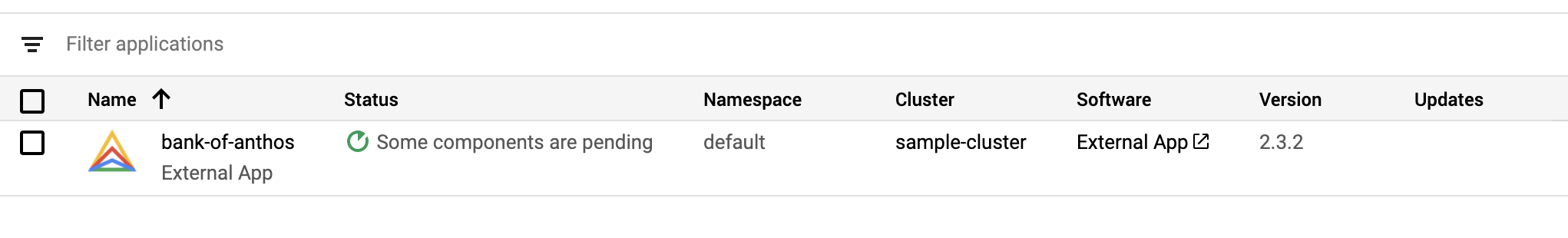 A logo is displayed next to the application name in the list of
applications.