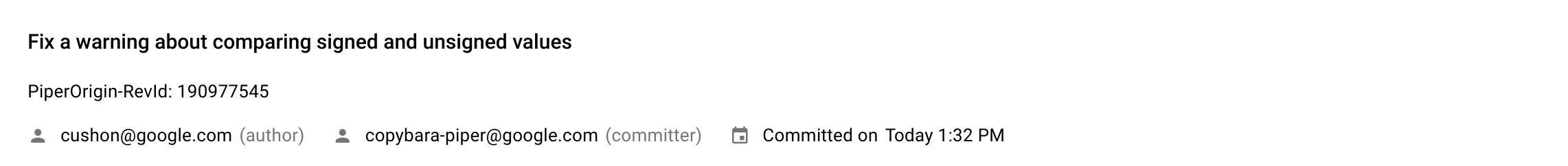 Commit-Details – Infobereich