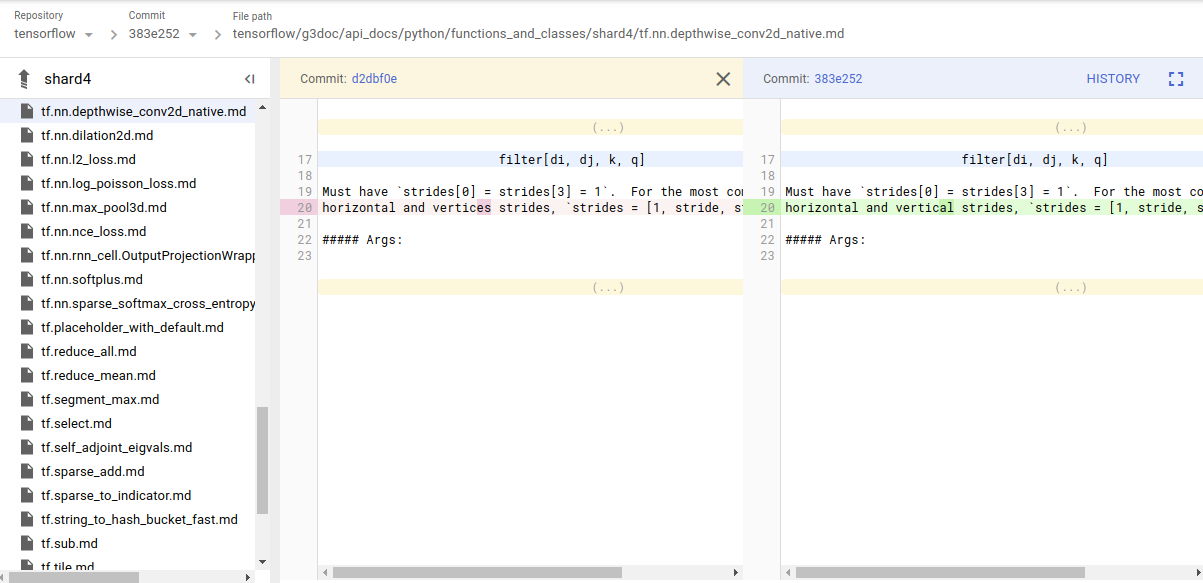 差異比較檢視畫面
