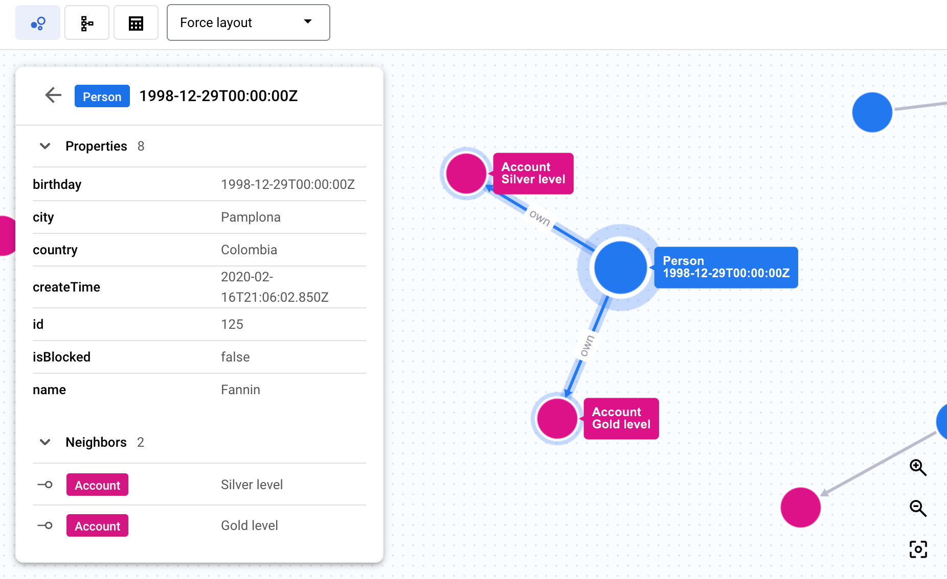 Ein/Aus-Button für Abfrageergebnisse.