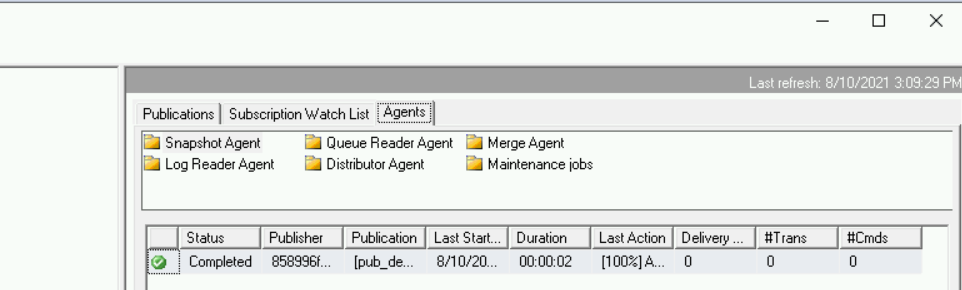 Pastas no separador Agentes