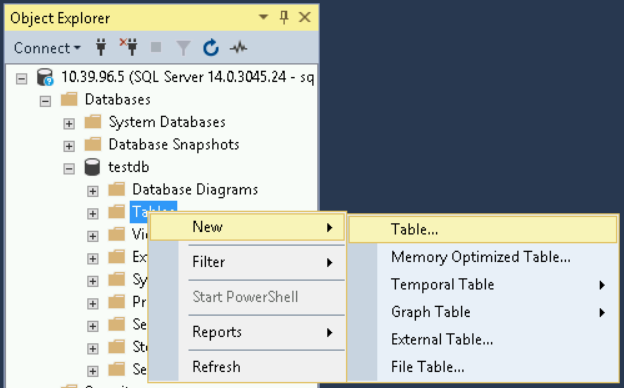 選取「新增資料表」